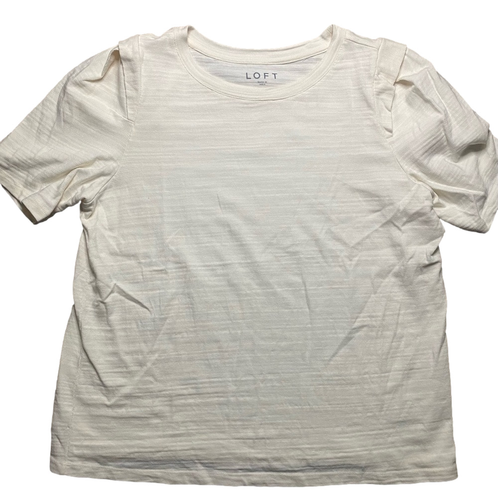 🎁LOFT Women's Cream Short Sleeve Tee
